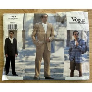 Vogue Men's Pattern 1753 Loose-Fit Lined Jacket, Vest, Shorts, Pants Size‎ 38-42